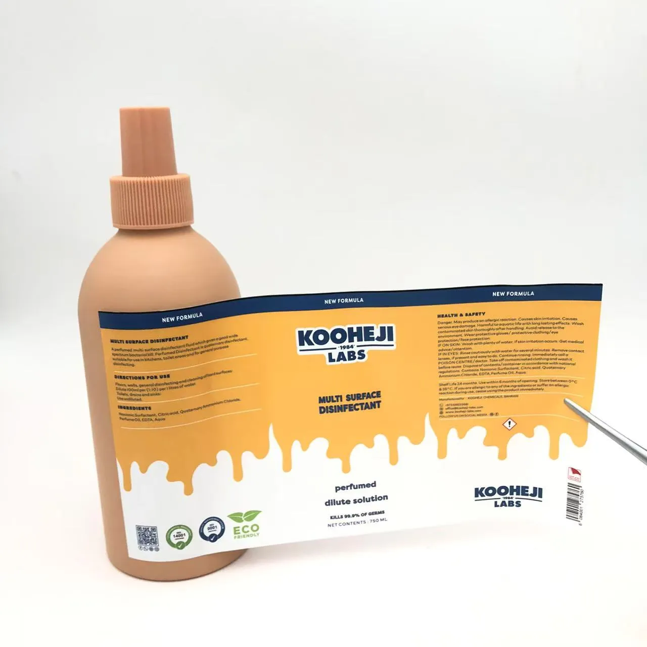 Desinfitseerimisvahendi pudeli pakendi etiketid